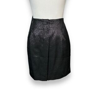 Vince Black and Metallic Silver Pleated Tweed Mini Skirt 6 NWOT